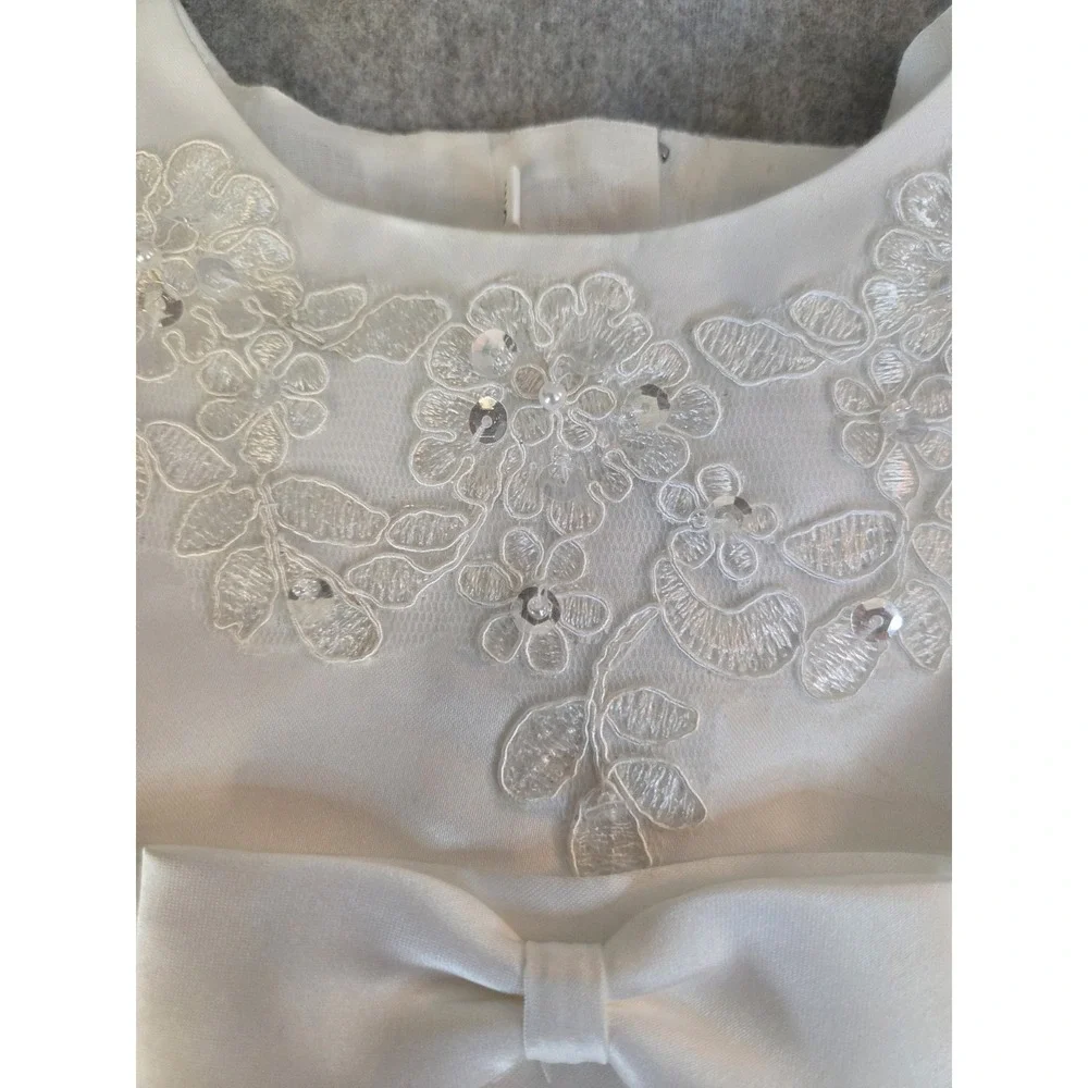 Girls Christening Baptism Wedding Dress Infant 6 Months Tulle Princess Bow White